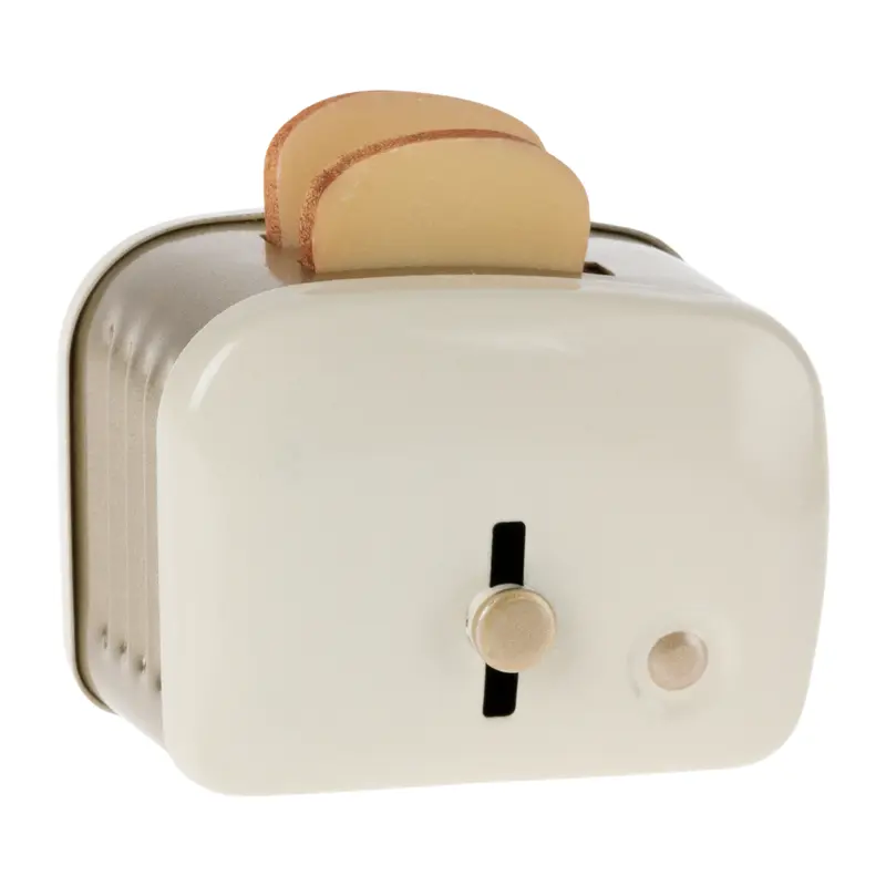 Miniature Toaster & Bread, Off-white