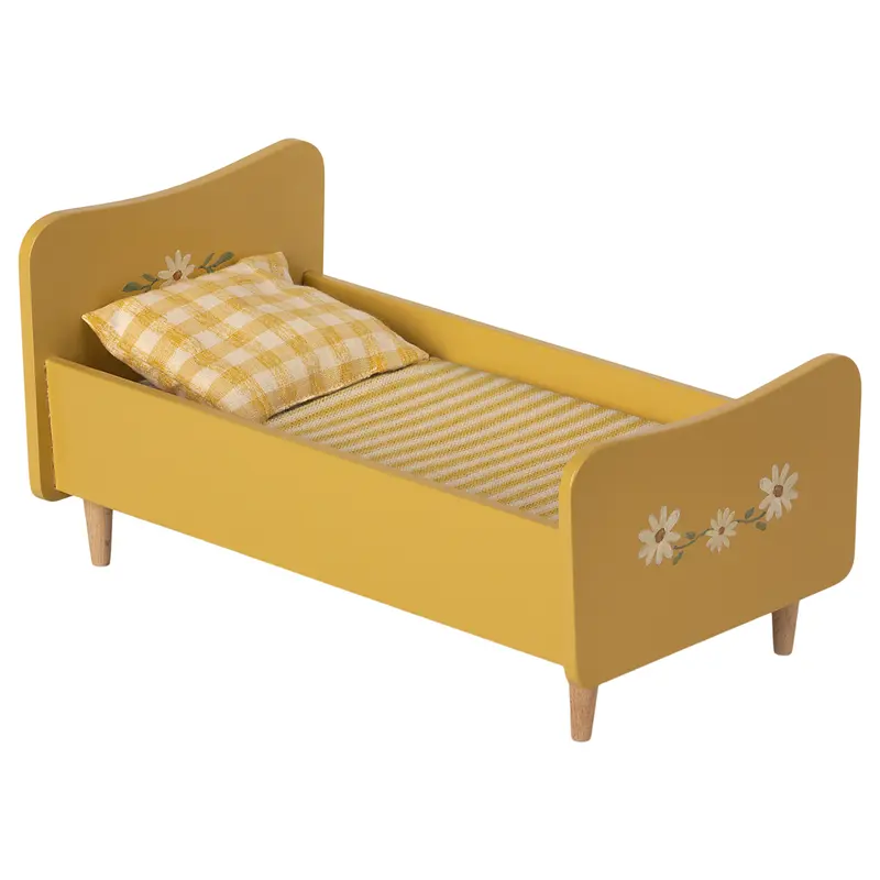 Wooden Bed, Miniature - Yellow