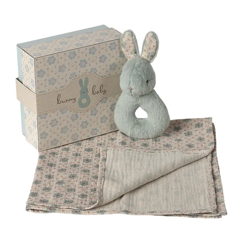 Rabbit rattle set - Mint