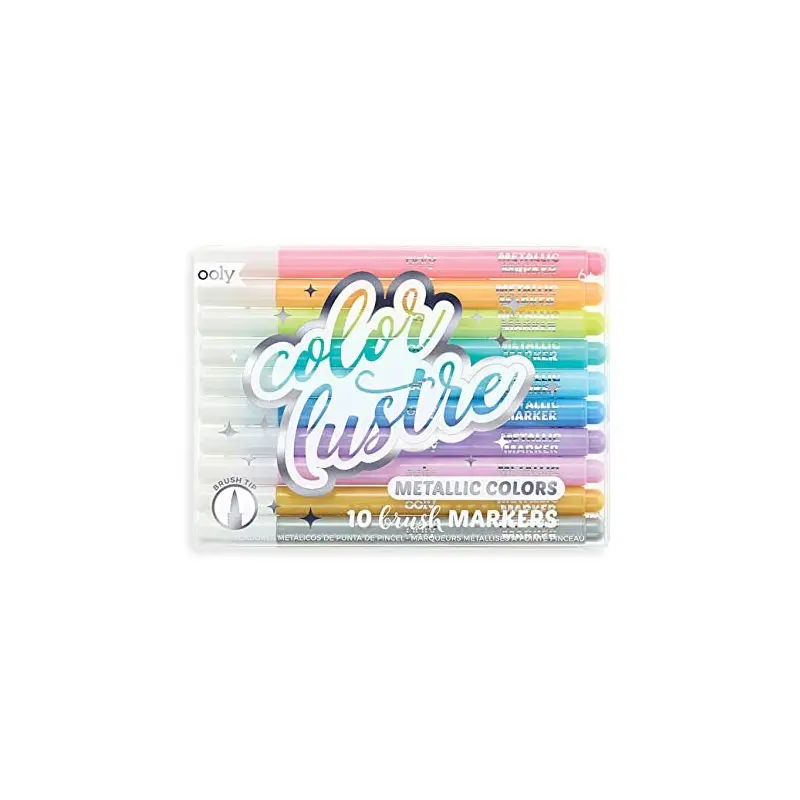 Ooly Color Lustre Metallic Brush Markers - Set of 10