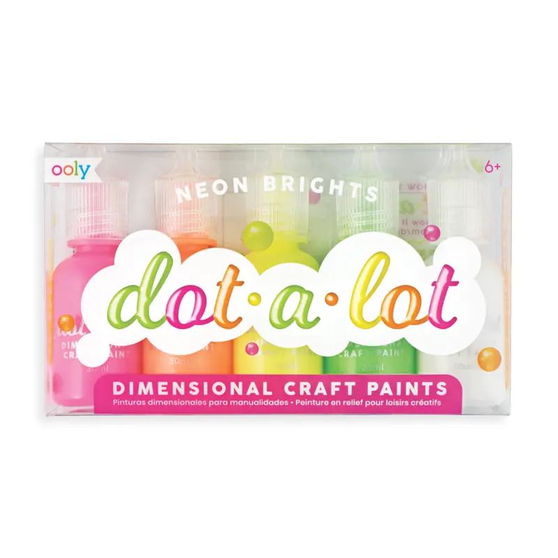 Ooly Dot-A-Lot Neon Brights Dimensional Craft Paints - Pack of 5