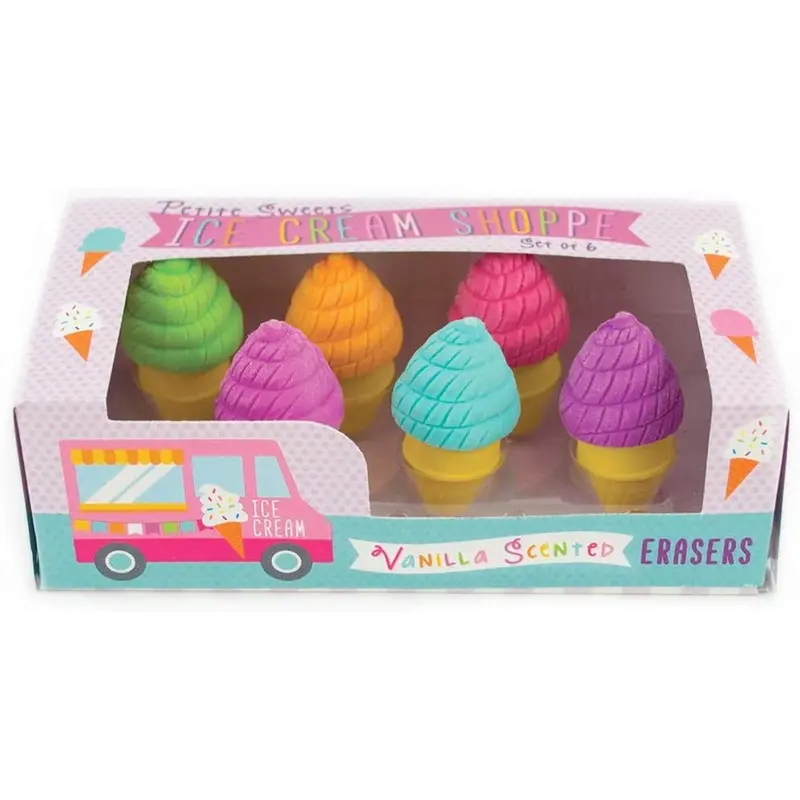 Ooly Ice Cream Shoppe Vanilla Scented Erasers - Set of 6