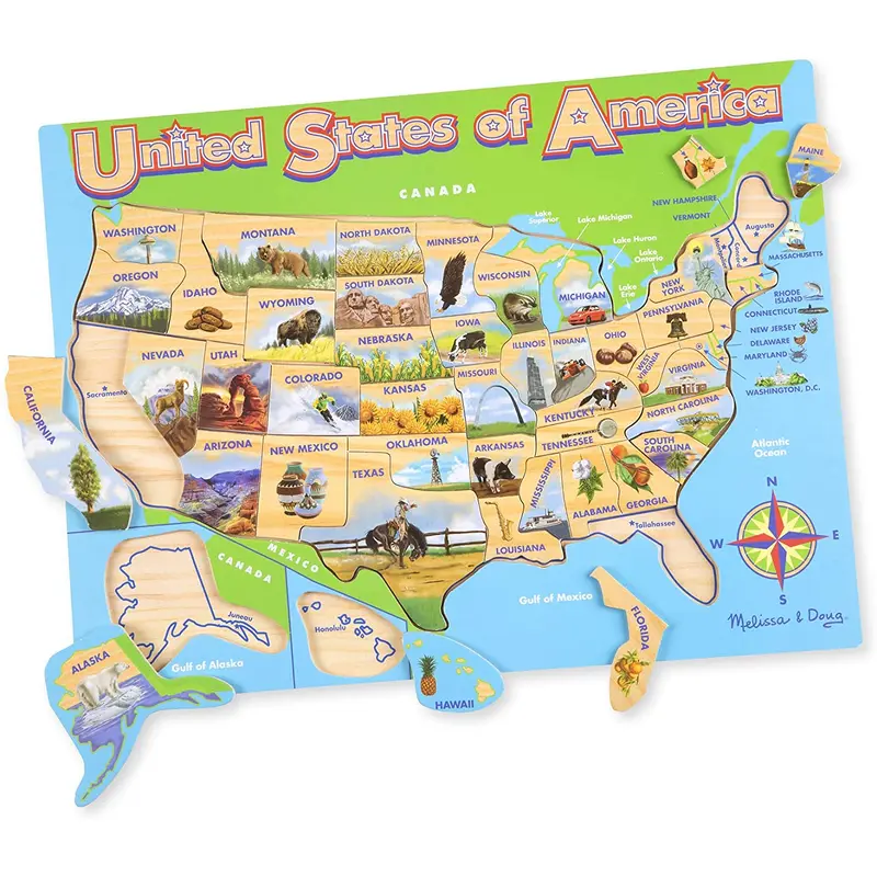 USA Map Wooden Jigsaw Puzzle
