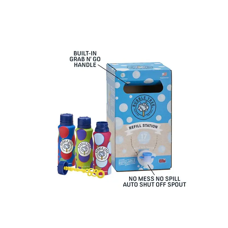 3 Pack Refillable Bubble Bottles & 2 Liter Refill Bubble Solution