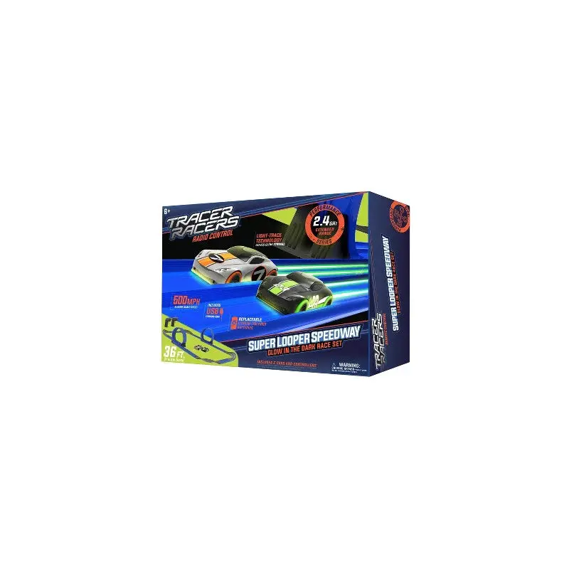 Tracer Racer RC Super Looper Speedway Glow In The Dark Race Set