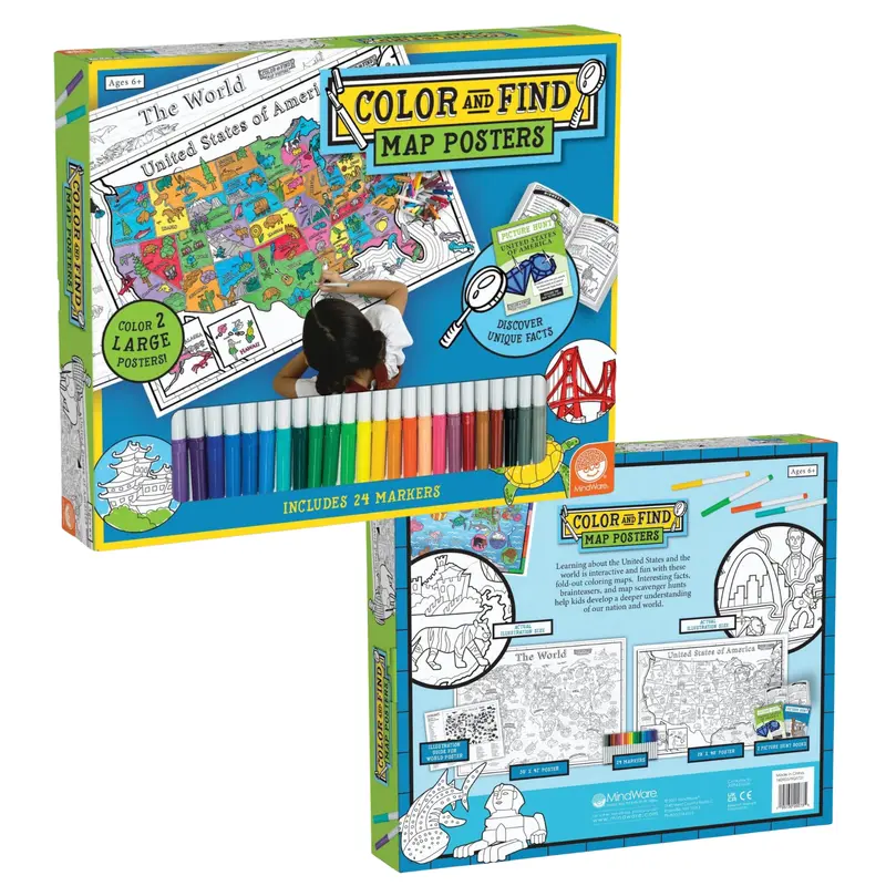 Color & Find USA Map Poster