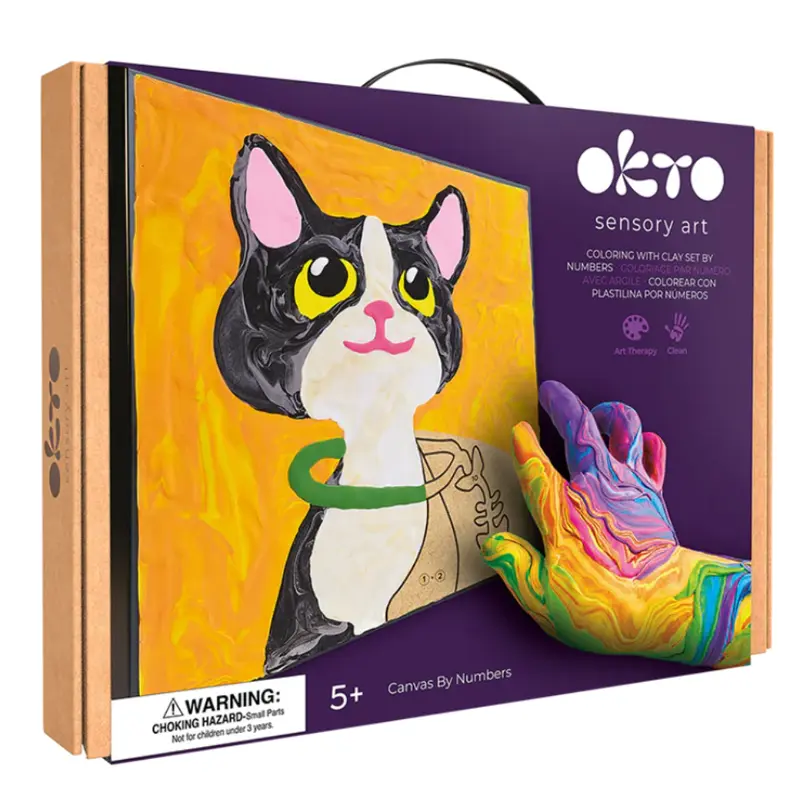 OKTO Sensory Art Coloring with Clay Set by Numbers Cat