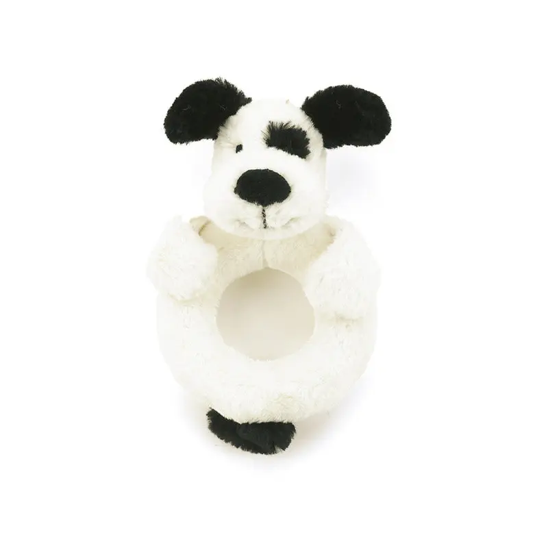 Bashful Black & Cream Puppy Ring Rattle