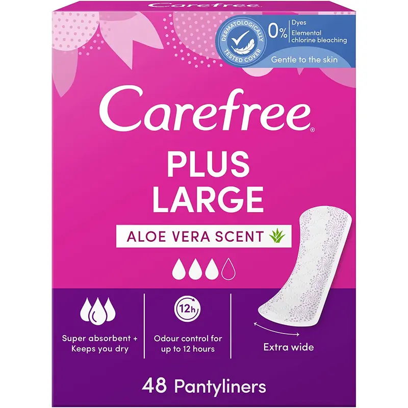 Carefree Panty Liners Plus Large Aloe 48pcs - 33% OFF