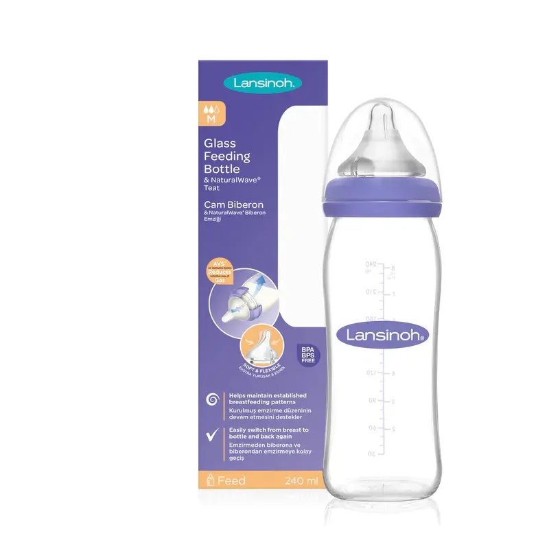 Glass Feeding Bottle with NaturalWave Teat