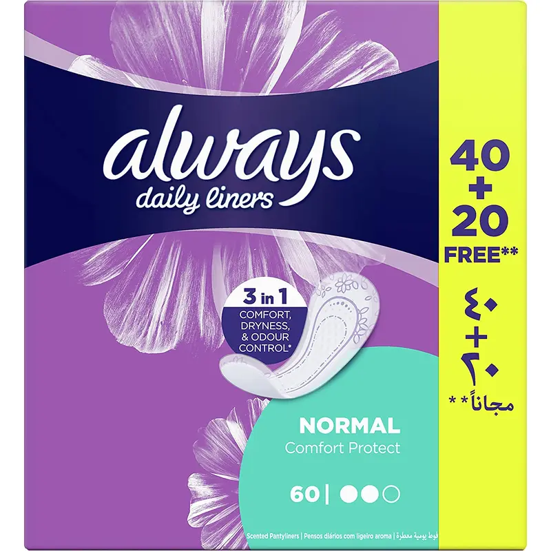 Always Daily Liners Comfort Protect, Normal, 60 Count