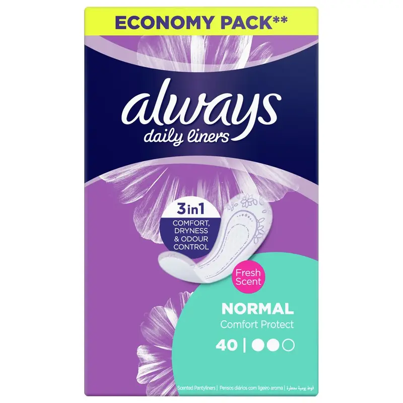 Always Daily Liners Comfort Protect Normal Fresh Scent, 40 count