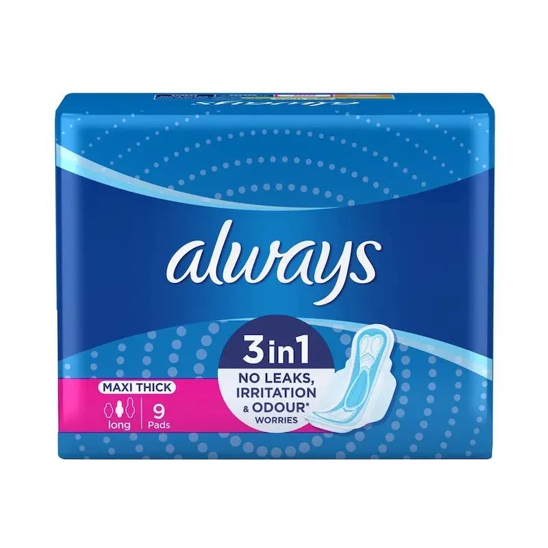 Always Maxi Thick Long 3-in-1, 9 Pads