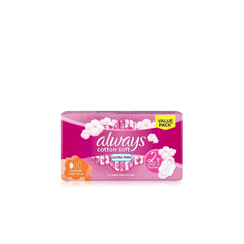 Always Ultra Cotton Soft Sanitary Pads With Wings Normal x20