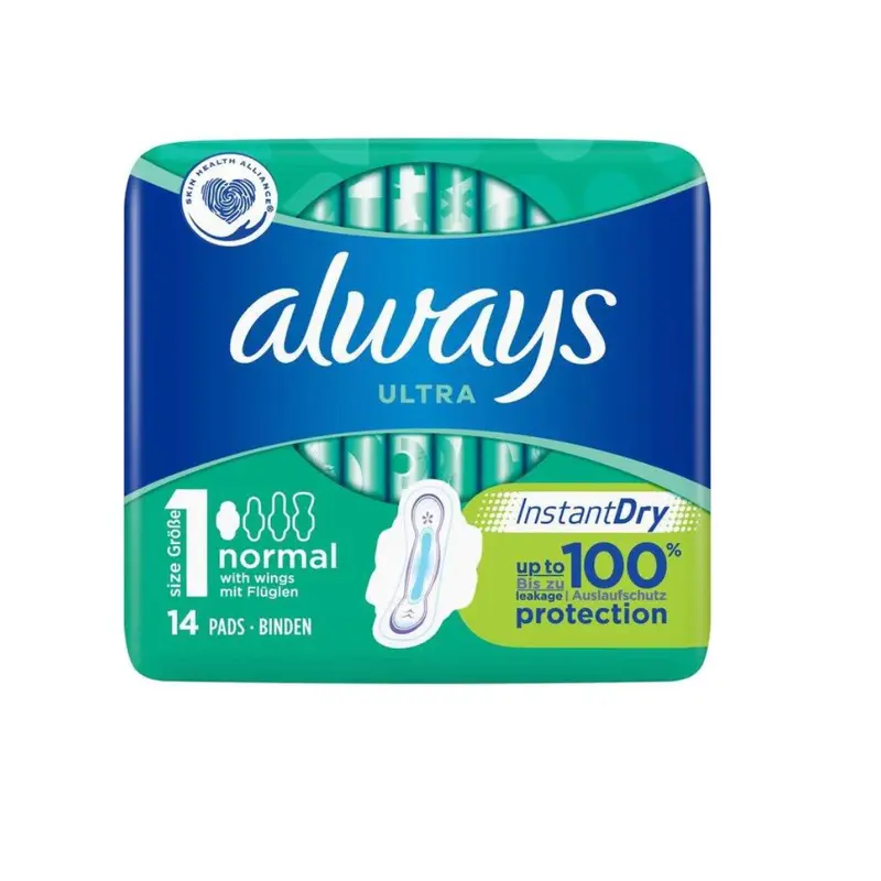 Always Ultra Normal Sanitary Towels Wings 14 Pads