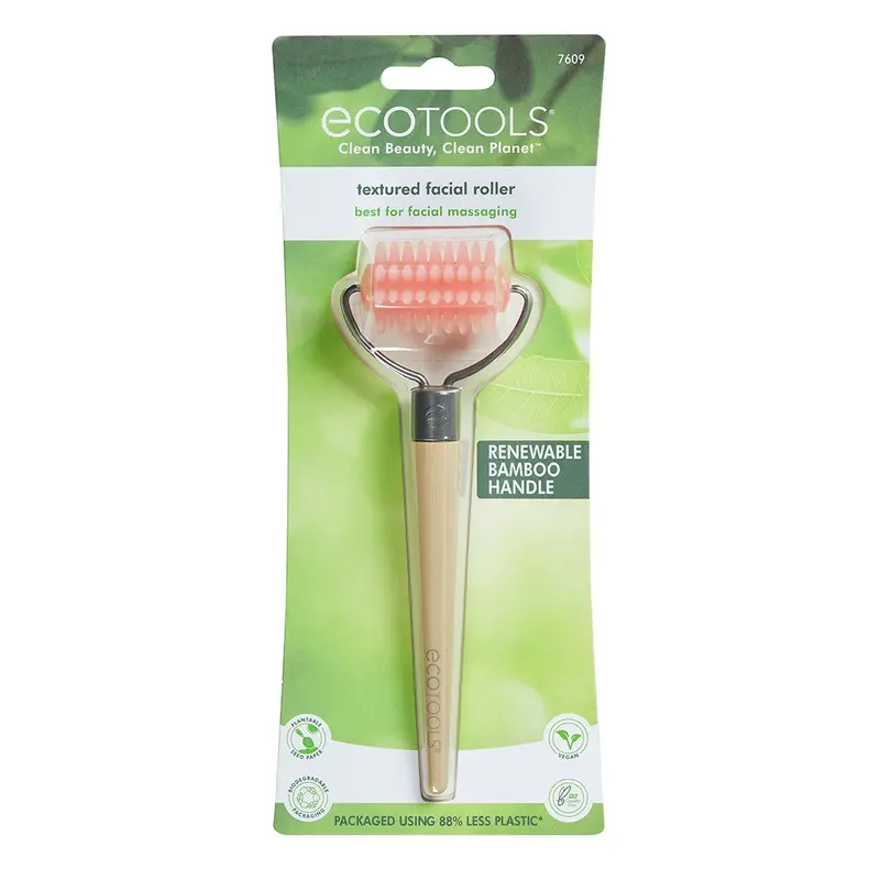 Textured Facial Roller For Facial Massaging With a Bamboo Handle