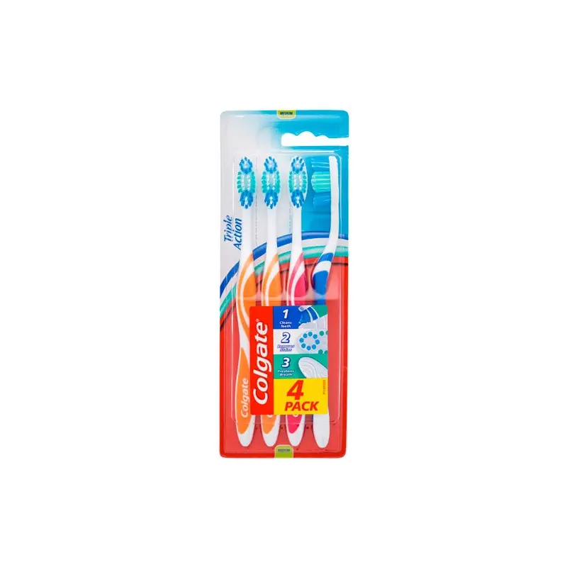 Triple Action Medium Toothbrushes 4 Pcs