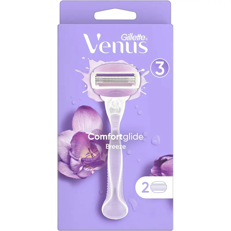 venus comfort glide breeze razor with 2 cartridges, 3 Piece Set