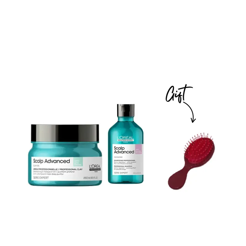Series Expert Scalp Advanced Anti-Oiliness Dermo-Purifier Shampoo + Scalp Advanced Anti-Oiliness 2-in-1 Deep Purifier Clay for Oily Scalps + Gift