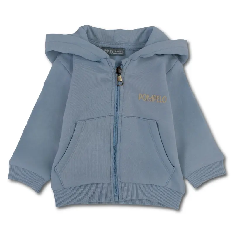 Baby Boys Cotton Hoodie  Baby Blue with Pompelo Design