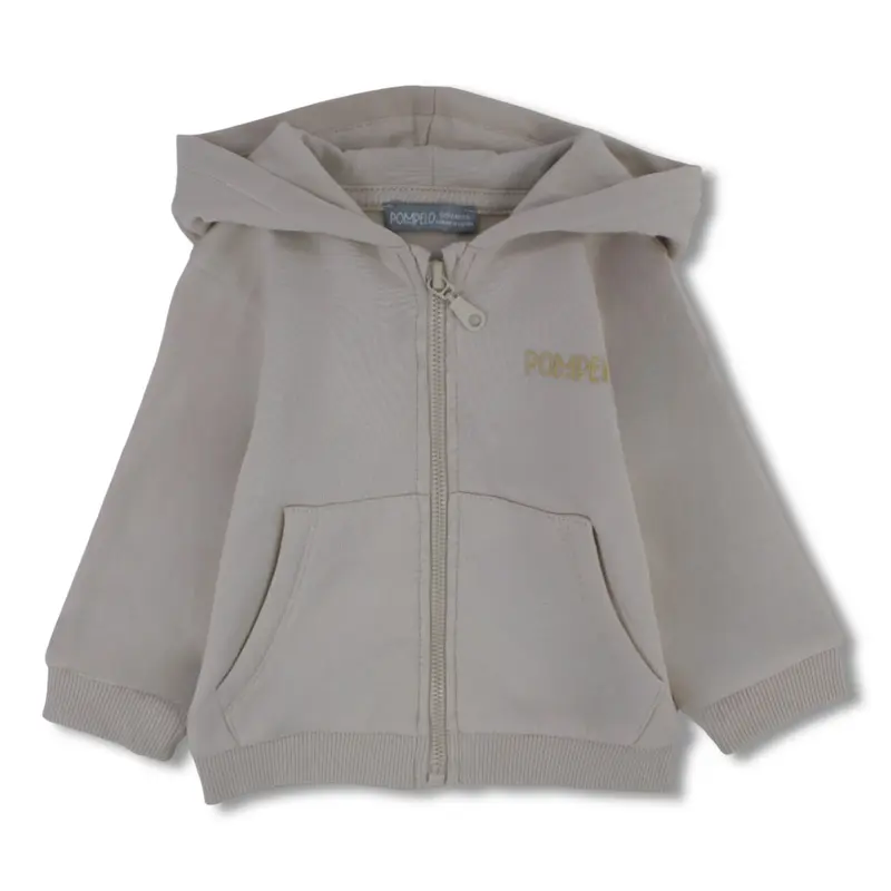 Baby Boys Cotton Hoodie  Beige with Pompelo Design
