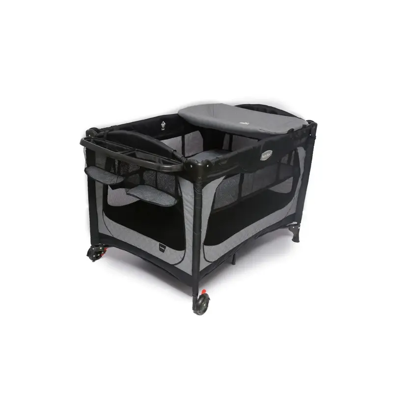 Baby Play Pen  Premium  Waterproof Linen  Grey