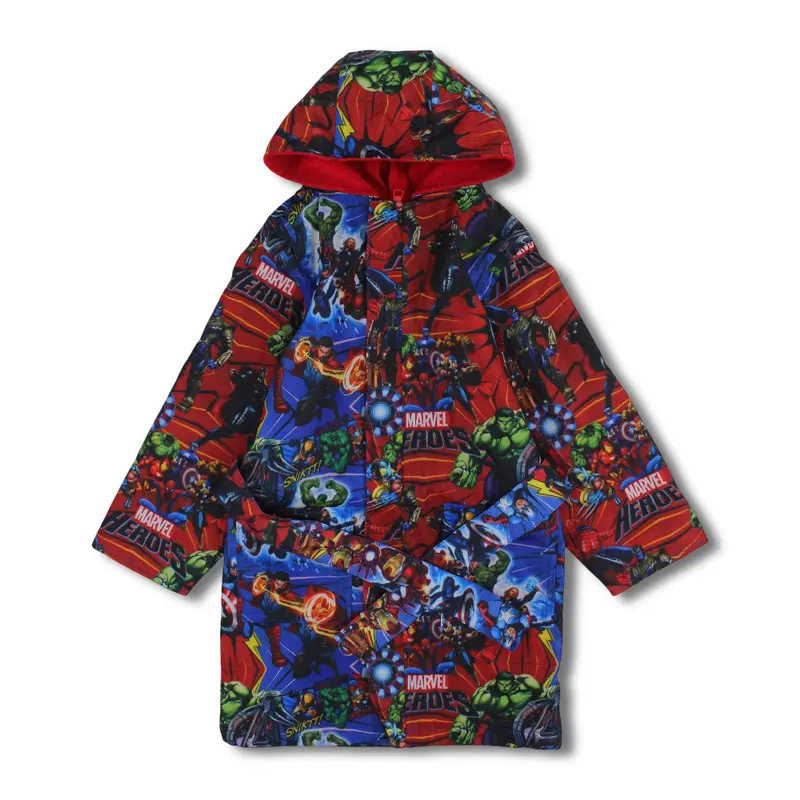 Boys Waterproof Swim Robe  Blue with Avengers Print