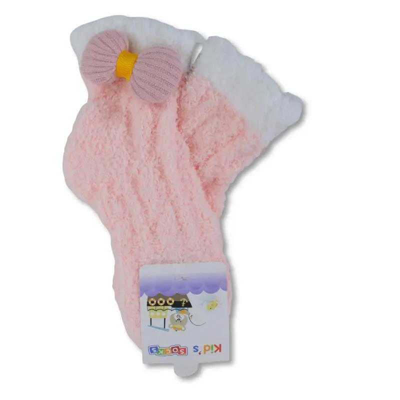 Girls Socks  Pink with Bow Design