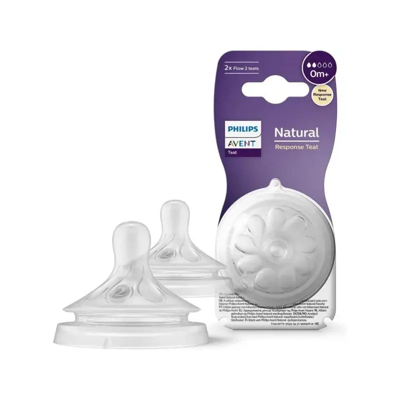 Pack of 2 - Avent Natural Response Nipple Flow 2 (0M+)