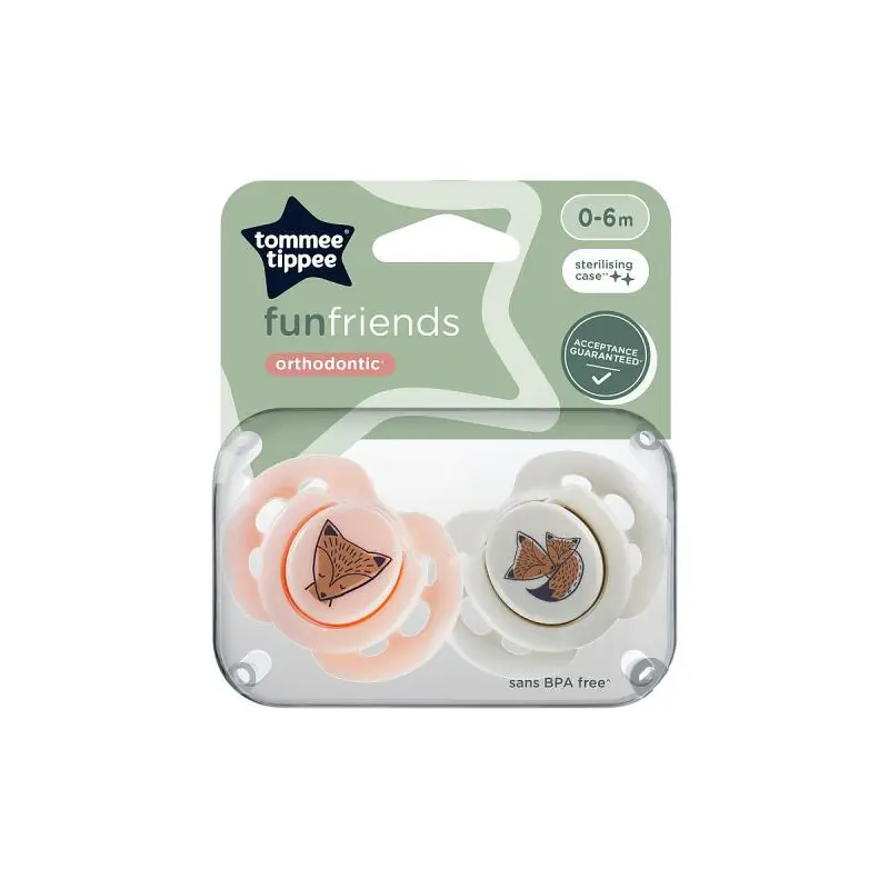 Tommee Tippee 2X Fun Soothers with Steriliser Pod (0-6m)