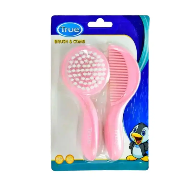 True Baby Hair Brush & Comb Set  Pink