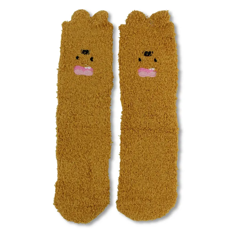 Unisex Socks  Mustard with Cartoon Character Design