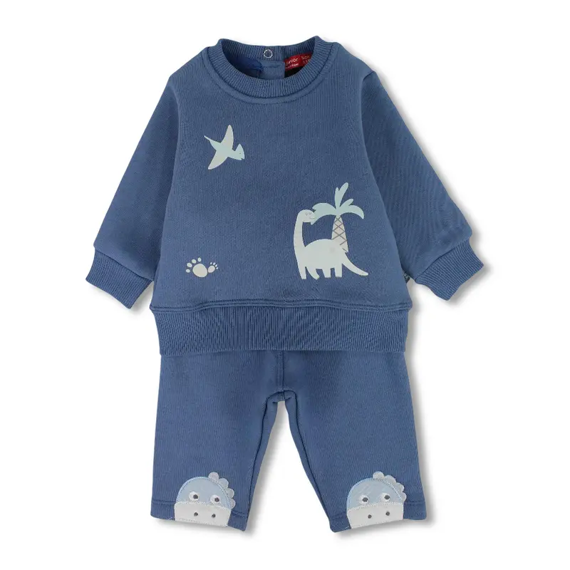 Baby Boys Cotton Pajama Set  Indigo with Dinosaur Design