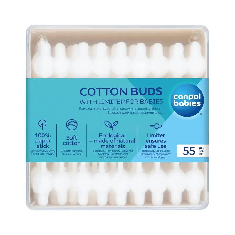 CANPOL BABIES Safe & Hygienic Cotton Paper Sticks for Babies  55 pcs