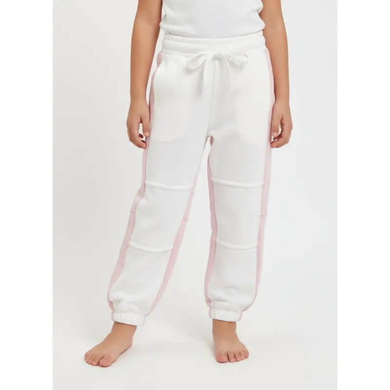 Girls Cotton Sweatpants  Off-White/Pink