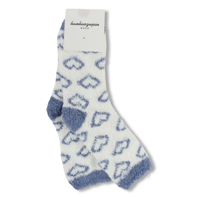Girls Socks  Baby Blue with Hearts Design