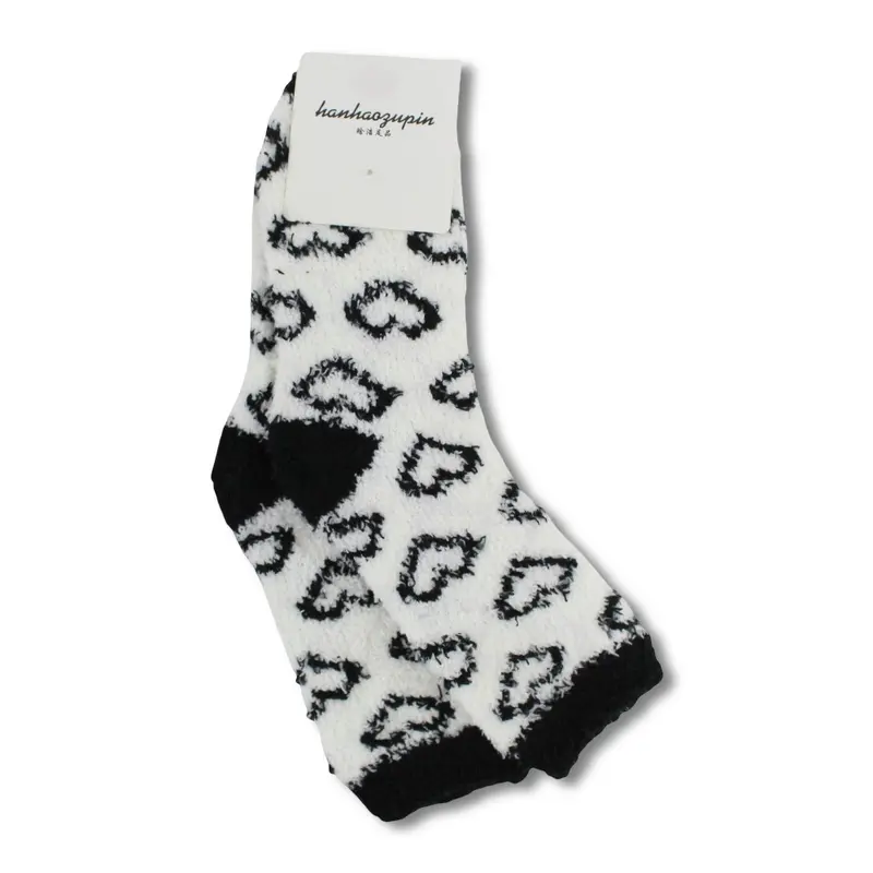 Girls Socks  Black with Hearts Design