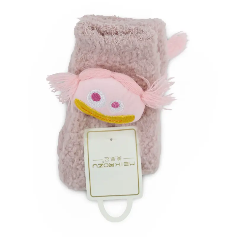 Girls Socks  Dusty Pink with Doll Design