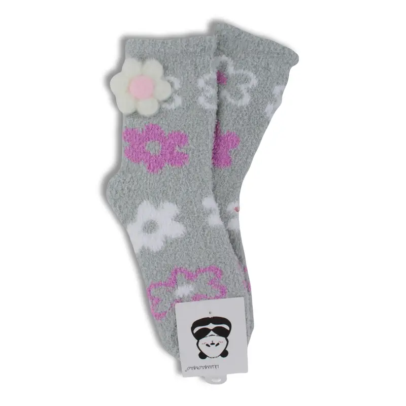Girls Socks  Mint with Flowers Design