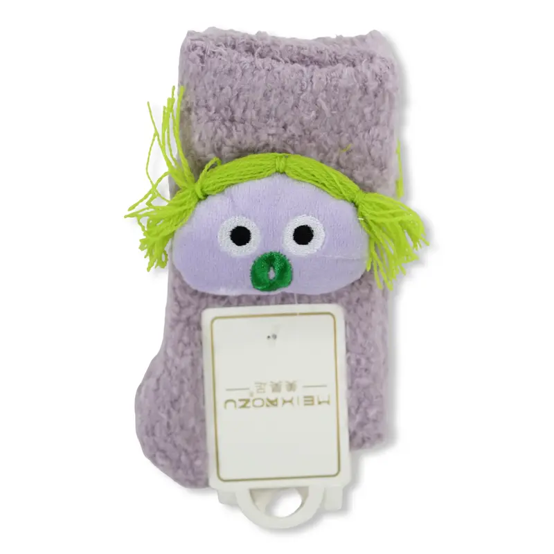 Girls Socks  Purple with Doll Design