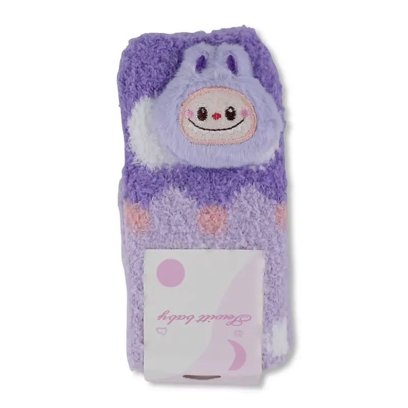 Girls Socks  Purple with Labubu Design