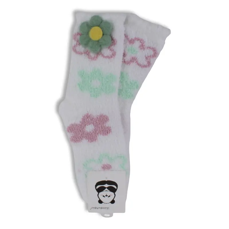 Girls Socks  White with Flowers Design
