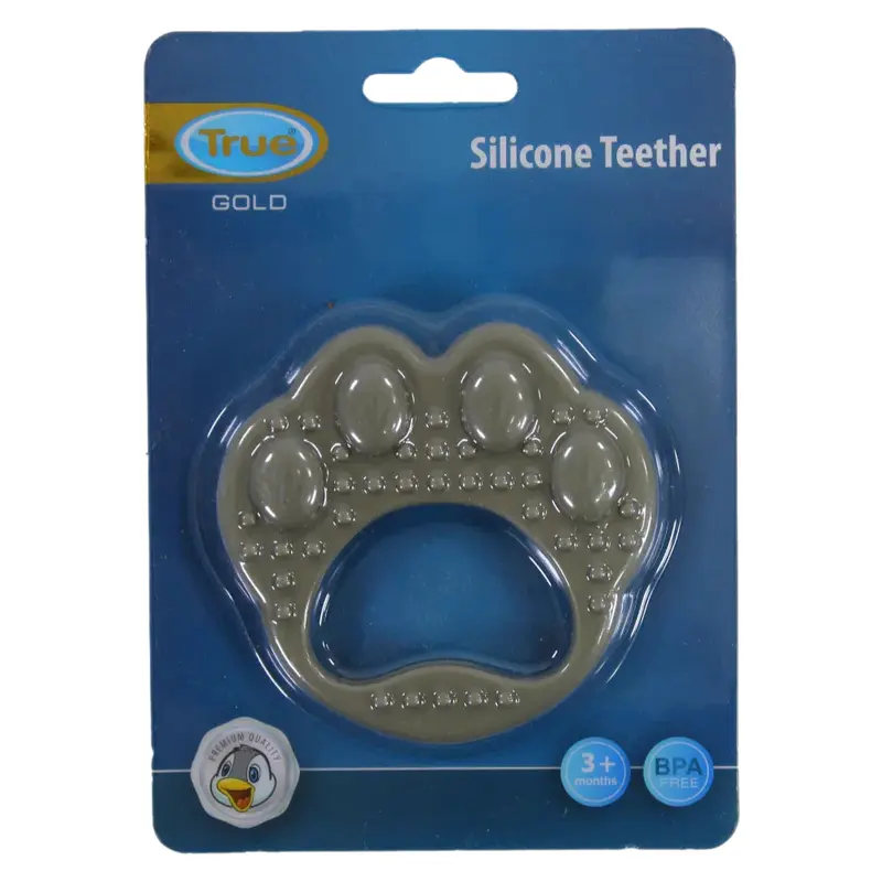True Gold Silicone Teether  Grey Paw