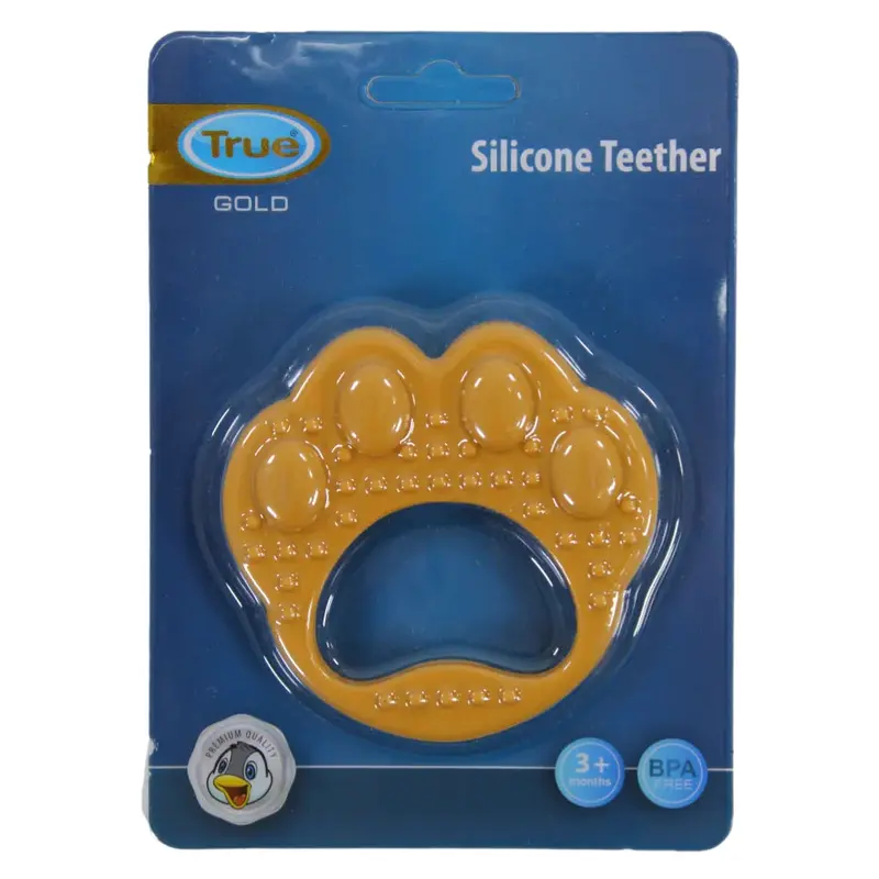 True Gold Silicone Teether  Yellow Paw