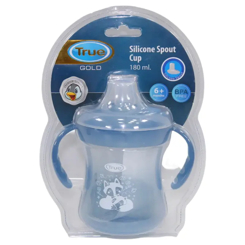 True Gold Training Cup with Silicone Spout & Lid  180ml Baby Blue (6+ months)