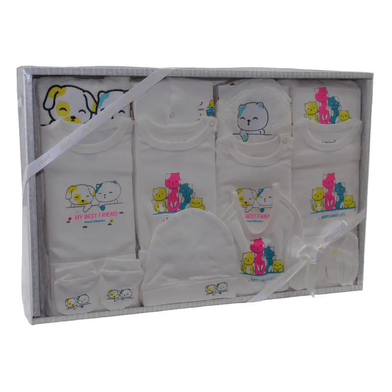 Unisex Baby Cotton Gift Box  Off-White with My Best Friend Design (20 Pcs)