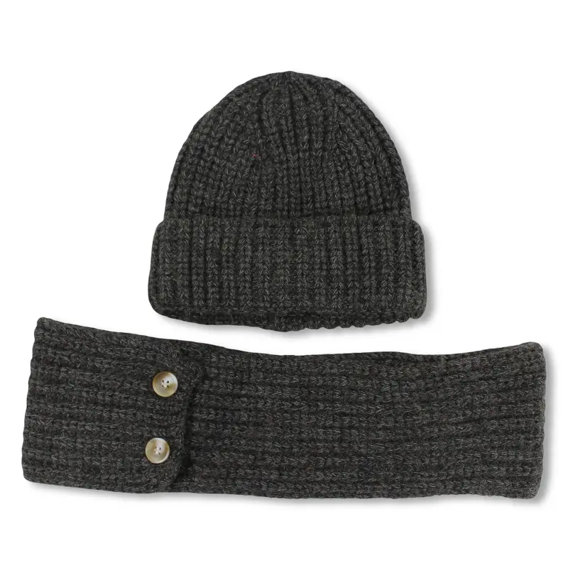 Unisex Beanie & Scarf Set  Grey
