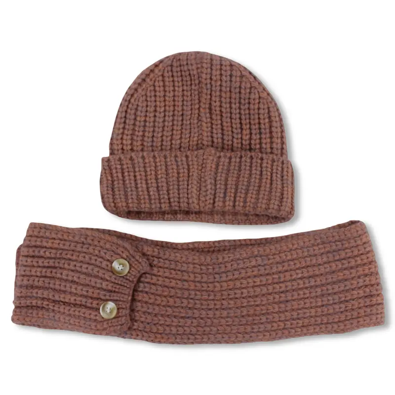 Unisex Beanie & Scarf Set  Salmon