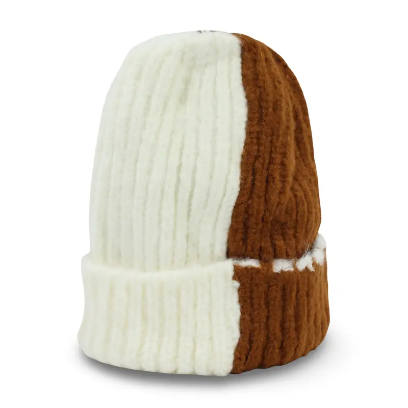 Unisex Knitted Beanie  Brown/Off-White