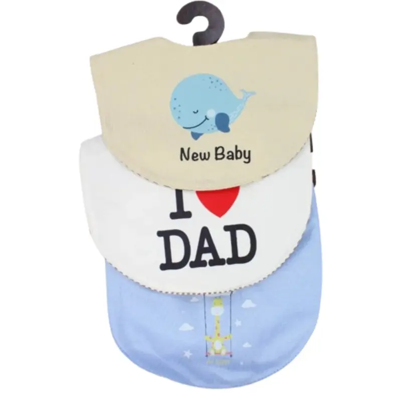 Baby Boys Cotton Bibs  Pack of 3  "New Baby"